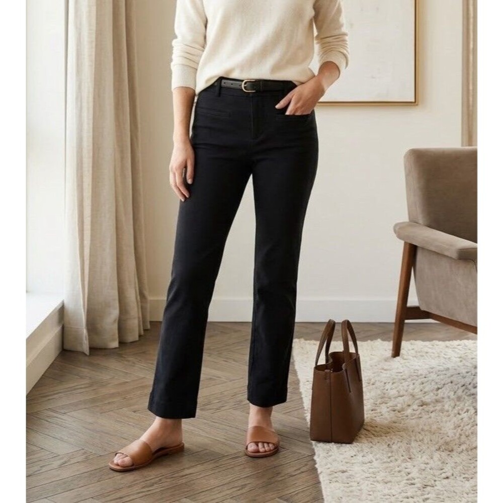 Maeve Anthropologie Womens Size 2 Black Stretch Cropped Trousers Ankle Pants⁠